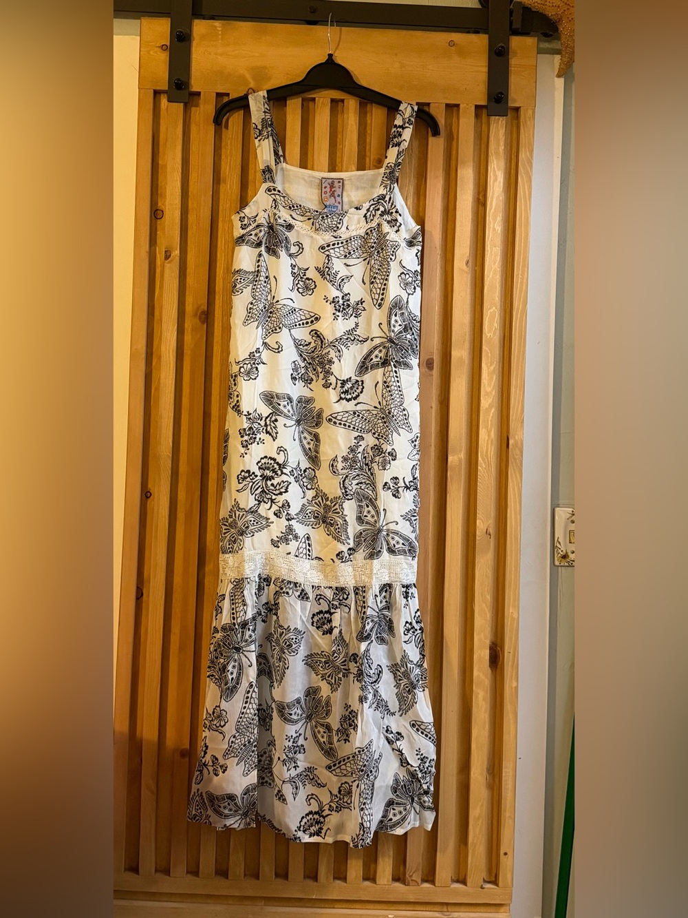 Johnny Was Finley White Black Floral Butterfly Maxi Dress